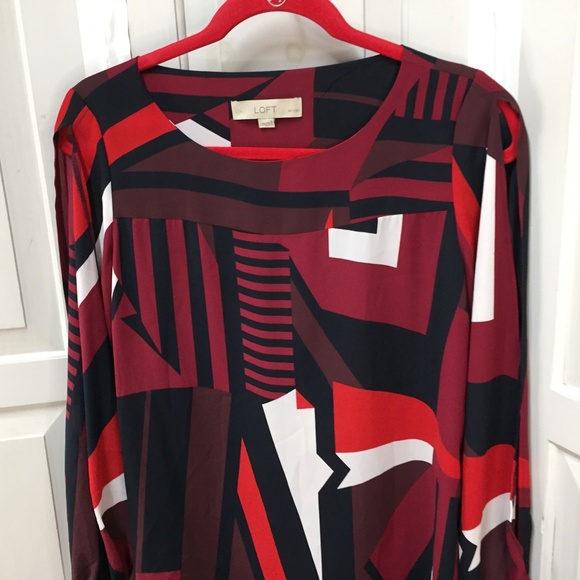 LOFT Long Sleeve Geometric Blouse - Picture 8 of 14